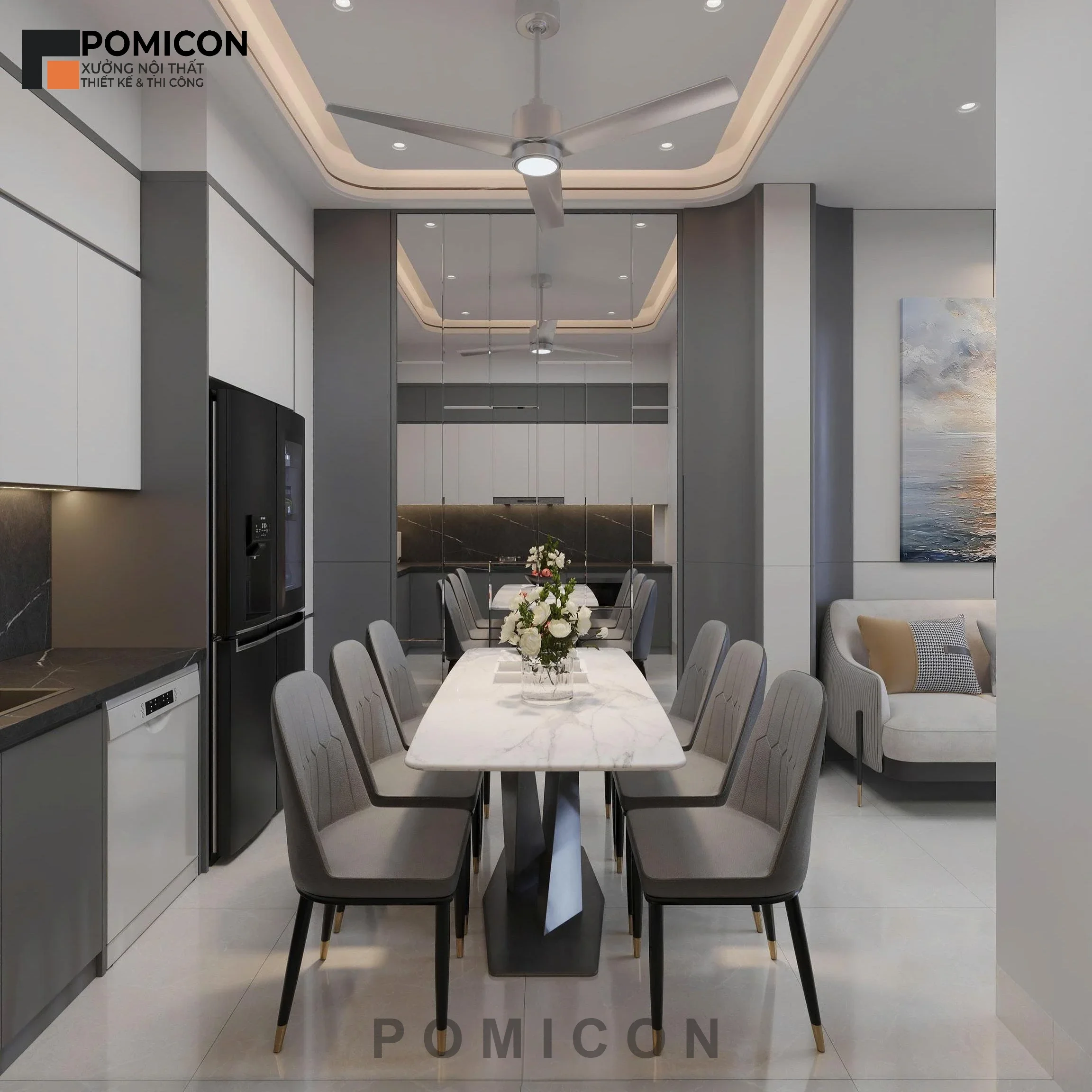 Giải pháp thi công nội thất nhà phố KDC Tân An sang trọng