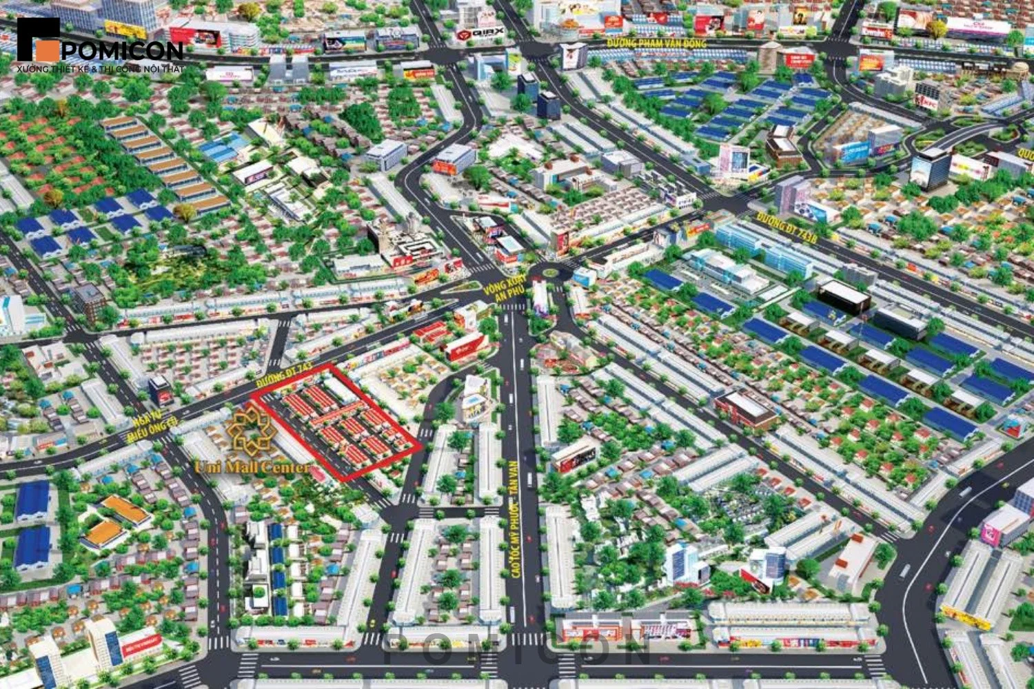 Giải pháp thi công nội thất nhà phố Uni Mall Center sang trọng