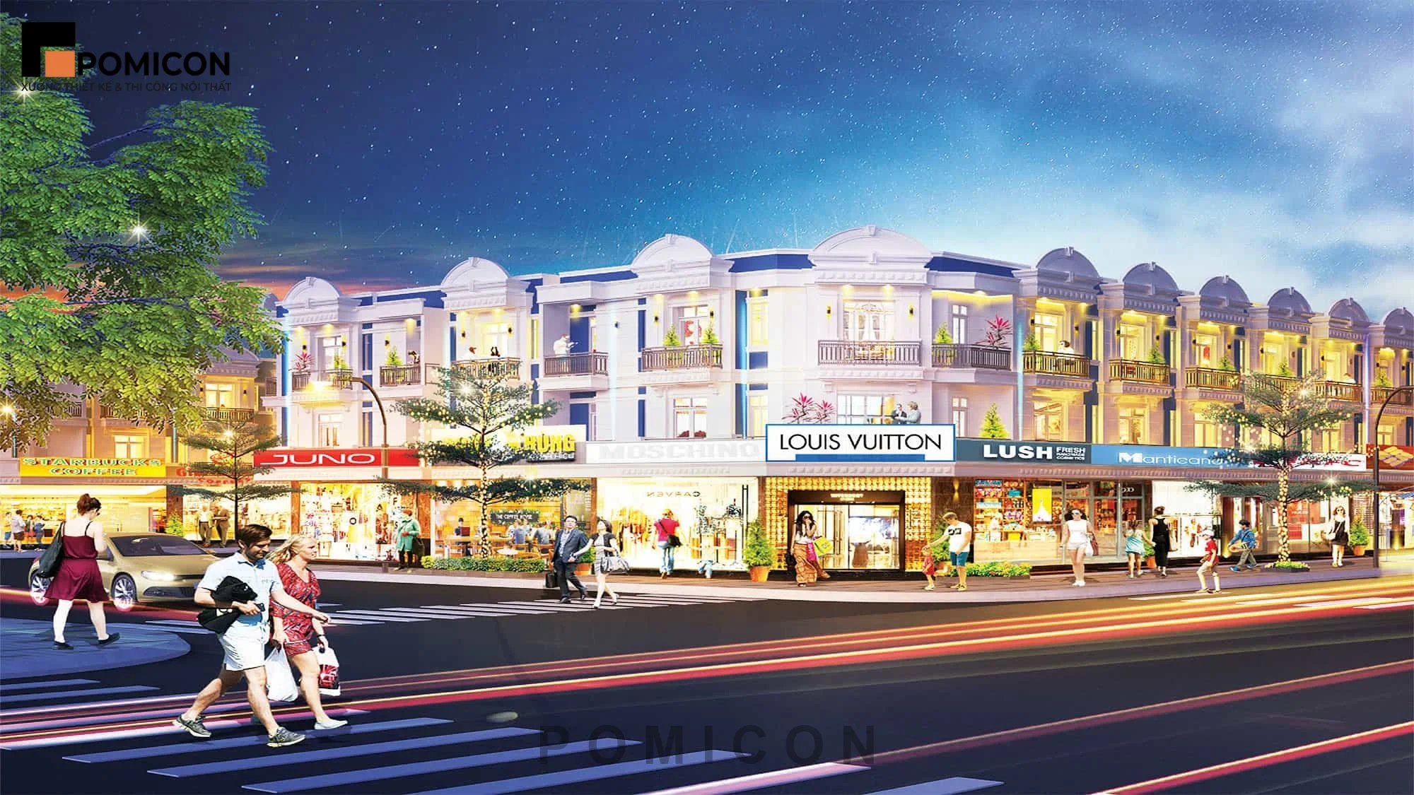 Mẫu thi công nội thất nhà phố Uni Mall Center Bình Dương đẹp hiện đại