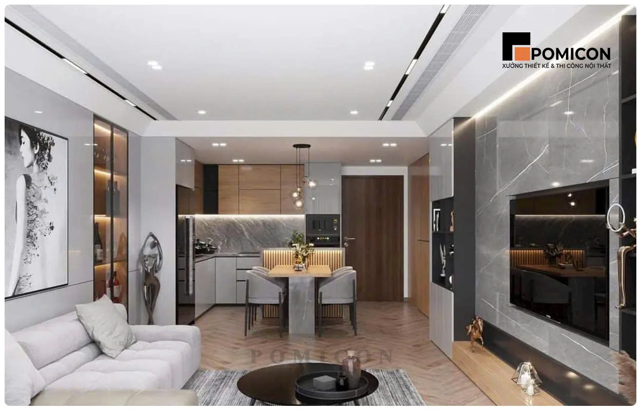 Thi Công Nội Thất Phòng Khách Nhà Phố Nam Tân Uyên Residence tại Tân Uyên