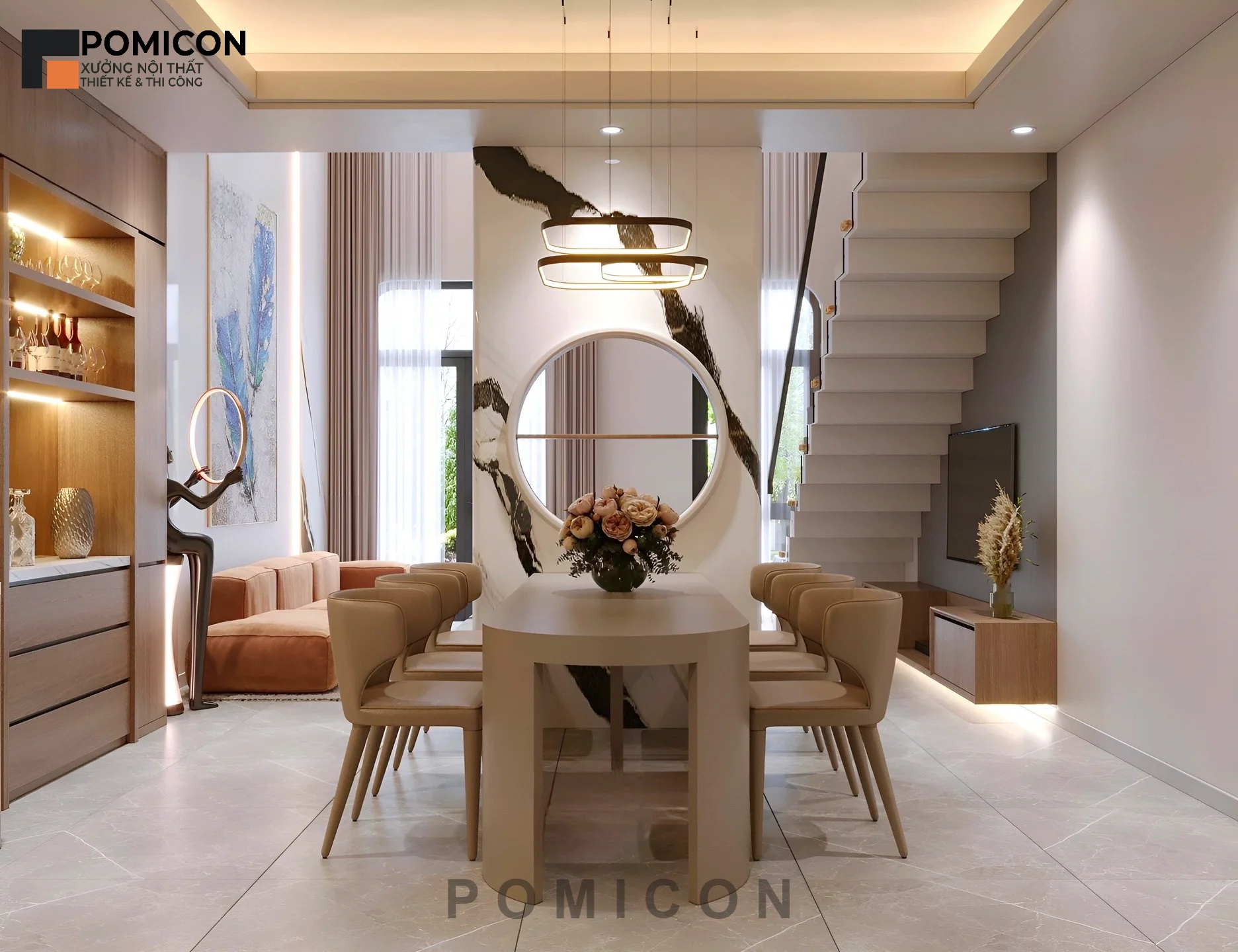 Thi công nội thất trọn gói nhà phố Golden Town Bình Dương